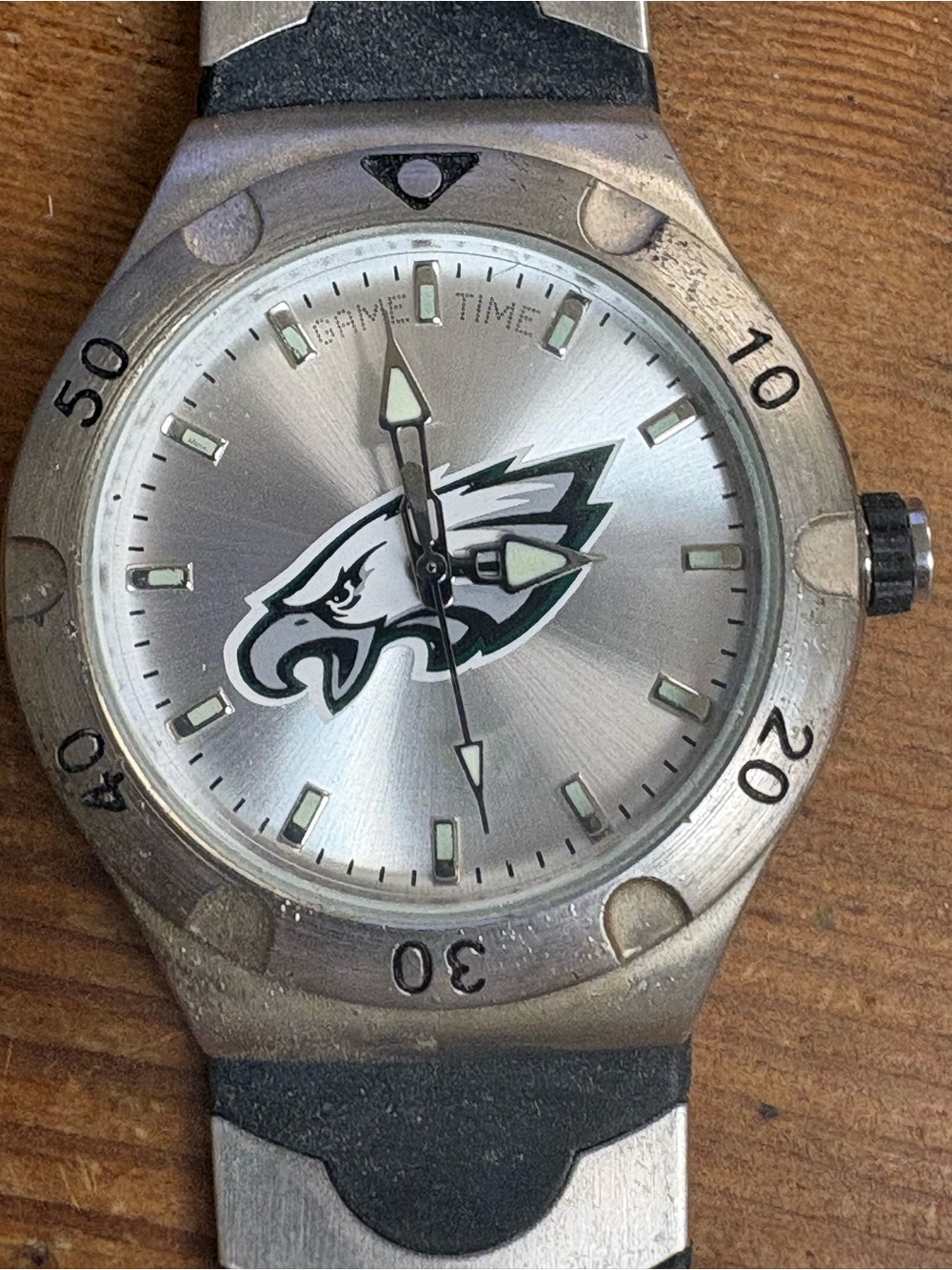 Game Time Philadelphia Eagles Silver and Black Logo Sports Watch